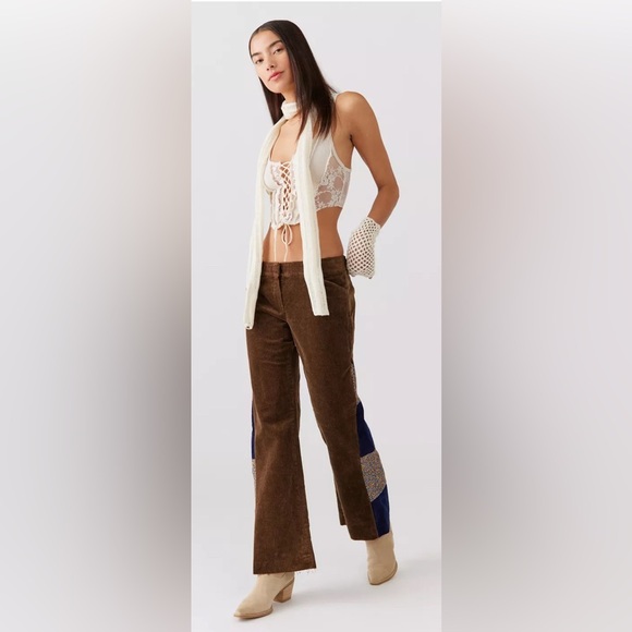 NWOT Urban Renewal Remade Floral Insert Cord Flared Pant - Picture 5 of 10